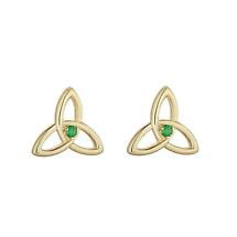 Alternate image for Irish Earrings | 9k Gold Green Crystal Stud Trinity Knot Earrings
